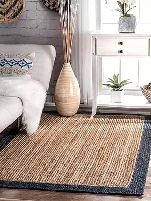 Natural Leonora Handwoven Rectangle Jute Rug with Border