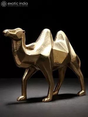 8" Stylized Brass Camel Figurine | Table Decor