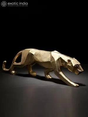 15" Stylized Brass Panther | Table Decor