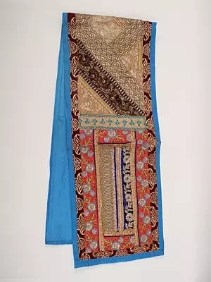Patchwork Table Runner from Gujarat with Zari and Sequins Embroidery