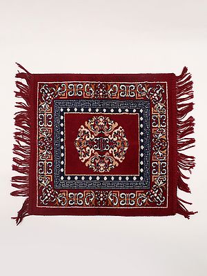 Rumba-Red Asana Mat with Embroidered Persian Motifs