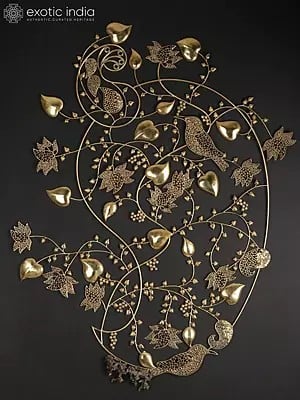 47" Large Flowers and Leaves Design Wall Art in Brass