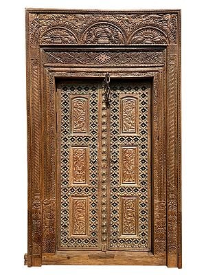 109" Large Architectural Carved Wood Door | Solid Wood Door