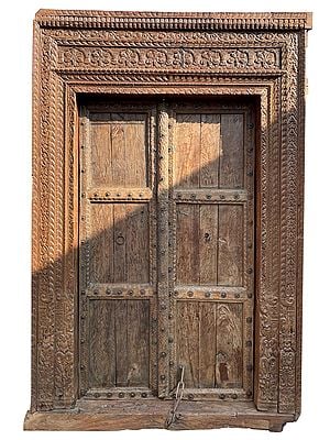 104" Large Handmade Wood Door | Carved Door