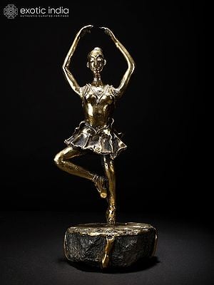 11" Ballerina Brass and Stone Sculpture | Table Decor