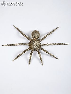 25" Wall Hanging Spider in Brass | Home Decor