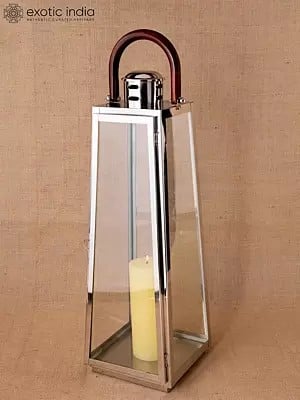 Hanging Lantern With Handle | Stainless Steel And Glass | Decorative Item