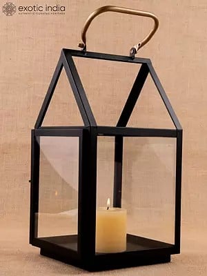 Glass And Iron Lantern With Handle | Home Decor