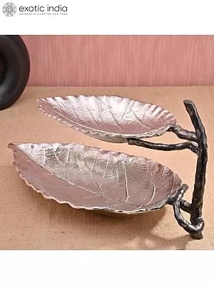 15" Aluminium Decorative Leaf Tray | For Home Decor