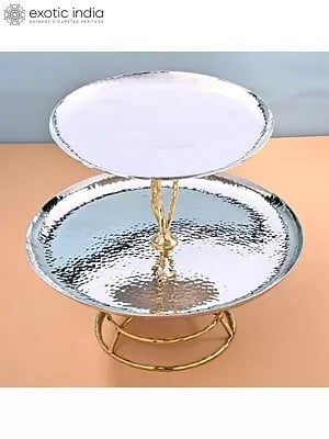 11" Stainless Steel And Brass Cake Stand | Decorative Item