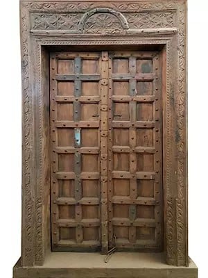 96" Large Hand Carved Wood Door | Designer Door