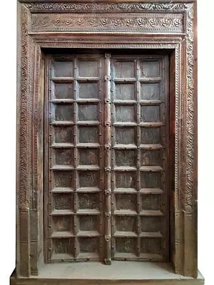 95" Large Old Carved Traditional Indian Wood Door