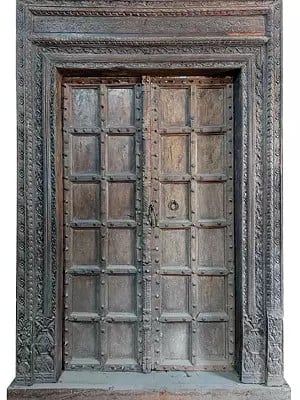 100" Large Metal Studded Door | Wood Door For Home