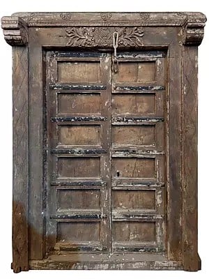 80" Large Indian Traditional Handmade Wood Door