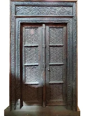 95" Large Handcarved Front Door For Home | Indian Door