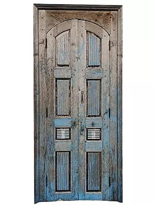 86" Large Carving Wood Door With Frame