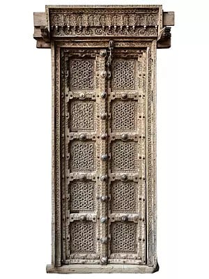 78" Large Traditional Designer Wood Door And Net Pattern In Flap With Frame