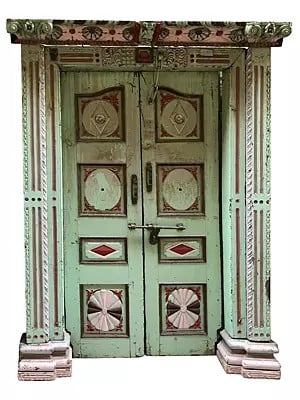 82" Large Wood Door And Design In Flap With Frame