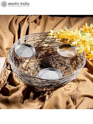 12" Nest Shape Iron Tealight Holder | Decorative Item