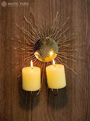 14" Sunburst Iron Candle Stand | Living Room Decor