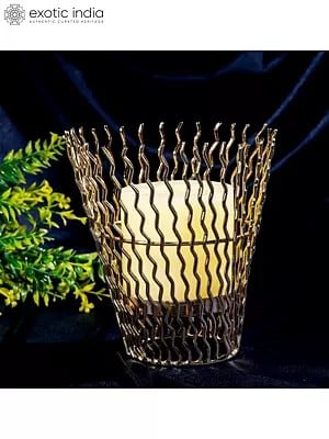 5" Artistic Iron Basket Candle Holder | For Room Decor