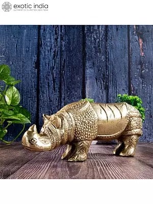 8" Decorative Item Of Rhino With Carved Details | Home Decor | Aluminum Item