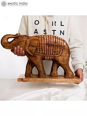 21" Elephant Wood Figurine Table Accent | Living Space Item
