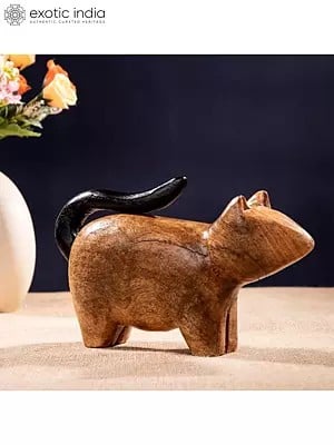 11" Hand Craved Wood Cat Sculpture | For Room Decor