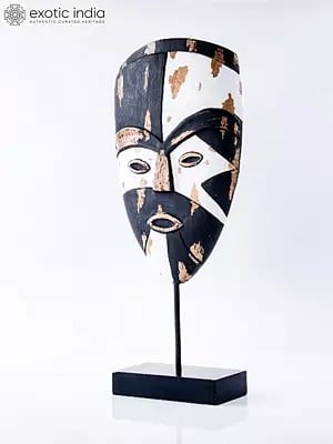 19" Queen Tribal Mask | Iron And Wood | Home Decor