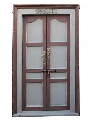 85" Large Village Simple Wood Door With Frame