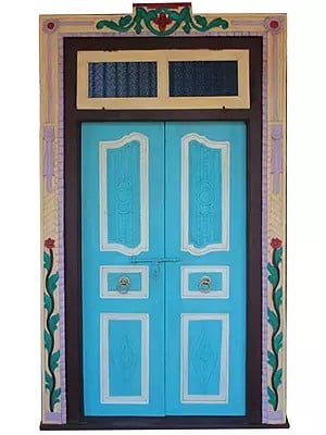 102" Large Multicolor Beautiful Wood Door With Frame