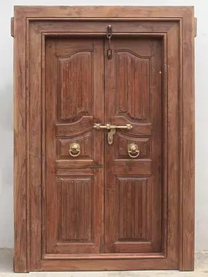84" Large Traditional Entrance Polished Home Wood Door