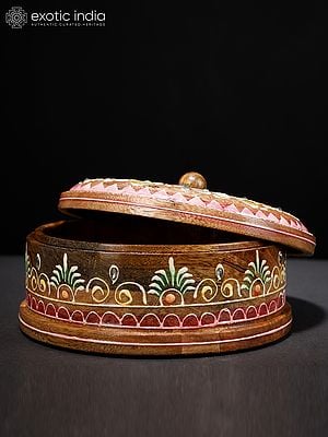 7" Hand-Painted Wooden Chapati Box