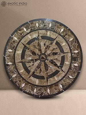 48" Large Compass Design Marble Table Top For Home