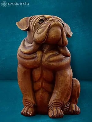 24" Innocent Bulldog Sculpture Made From Wood