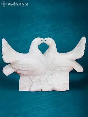 18" Couple Of Dove Statue | Marble Bird Figurine