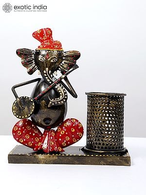 7" Stylized Pagdi Ganesha Pen Stand | Table Decor