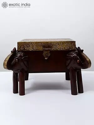 13" Elephant Design Small Table with Box