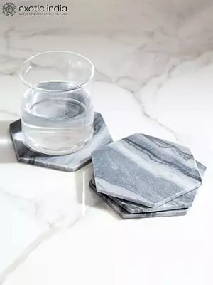 5" Small Grayscale Coasters - Set Of 4 | Home Decor Marble Coaster