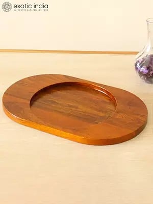 14" Wood Oval-Elipse Tray For Serving | Home Decor Item