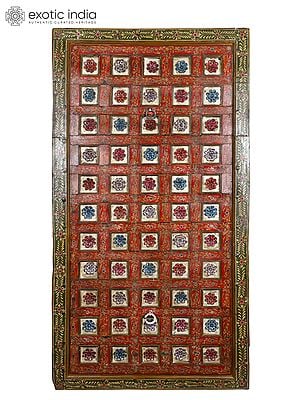 76" Large Floral Design Vintage Door from Rajasthan