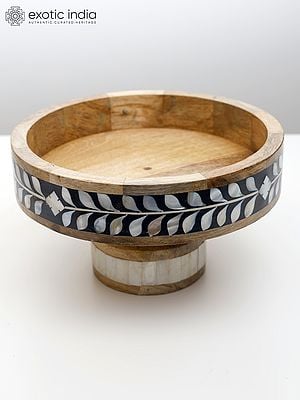 10" Cake Stand/Fruit Bowl  in Wood with Inlay Work