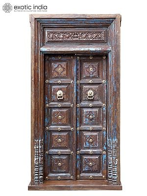 90" Large Vintage Indian Door