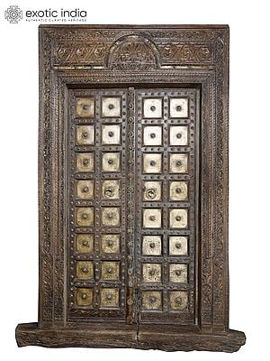 102" Large Vintage Indian Door with Frame | Home Temple Decor