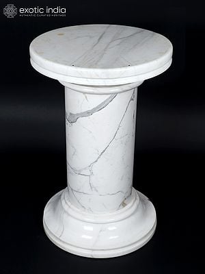 28" Round Designer White Marble Table