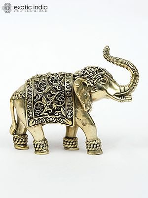 Small Brass Elephant Figurine with Upraised Trunk | Home Decor | Multiple Sizes
