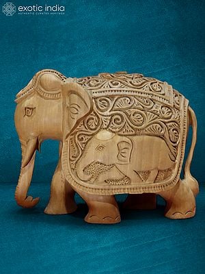 5” Elephant Statue In Wood | Handmade | Wooden Statue