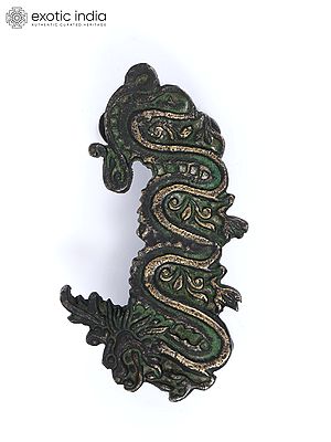 4" Chinese Dragon Design Door Handle in Brass