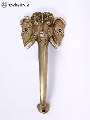 11" Elephant Design Large Brass Door Handle