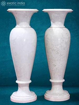24” Pair Of Decorative Dyna Italian Marble Flower Vase | Handmade | Home Décor